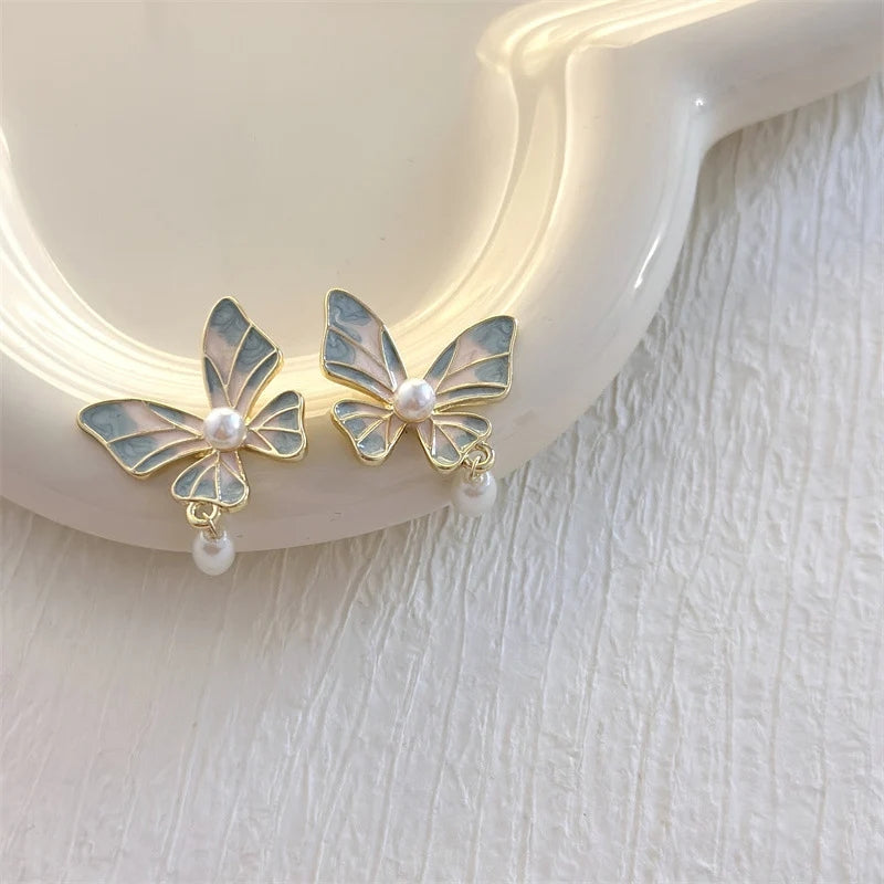 Korean Butterfly Clip-Ons: Freshwater Pearl Non-Pierced Earrings - Shop N Save