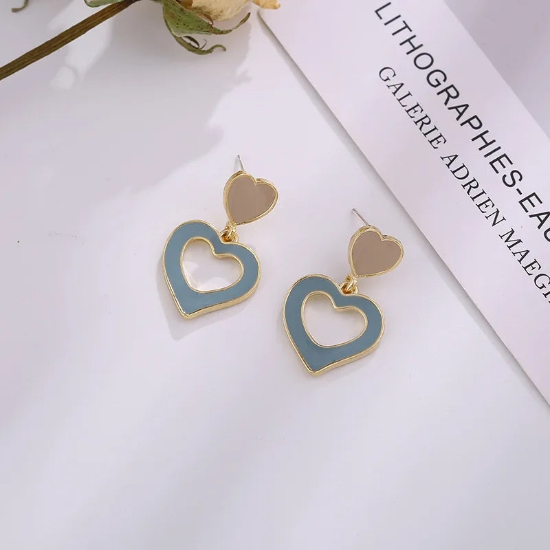 Youthful Heart Earrings: Korean Simplicity in Lake Blue Hue - Shop N Save