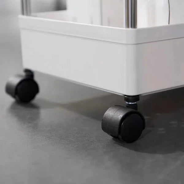 White Plastic 3 Tier Storage Rack Space-Saving Moveable Kitchen Trolley for Home Organization and Bathroom Storage - Shop N Save