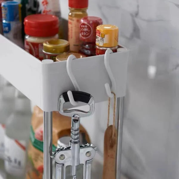 White Plastic 3 Tier Storage Rack Space-Saving Moveable Kitchen Trolley for Home Organization and Bathroom Storage - Shop N Save