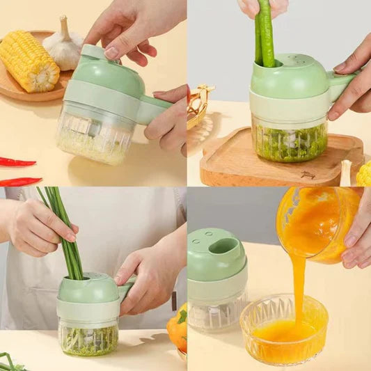 4 In 1 Handheld Fast Cut Food Processor - Green - Shop N Save