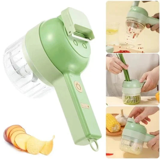 4 In 1 Handheld Fast Cut Food Processor - Green - Shop N Save