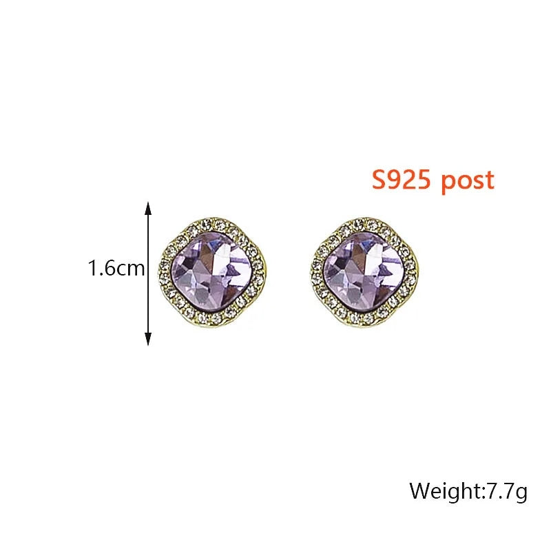 Purple Crystal Studs: Korean Fashion Elegance for Lovely Gifts - Shop N Save