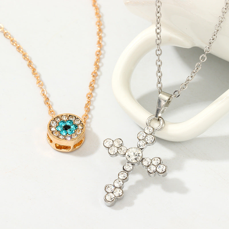 European American Cross Necklace - Retro Diamond Pendant Fashion - Shop N Save