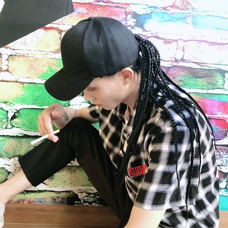 wig peaked hat men and women summer short straight hair ponytail wigs African foreign trade dreadlocks hat wig