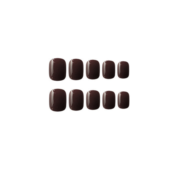 Glam Brown Short Nails: 24PC Shiny Adhesive Set - Casual & Formal Chic - Shop N Save