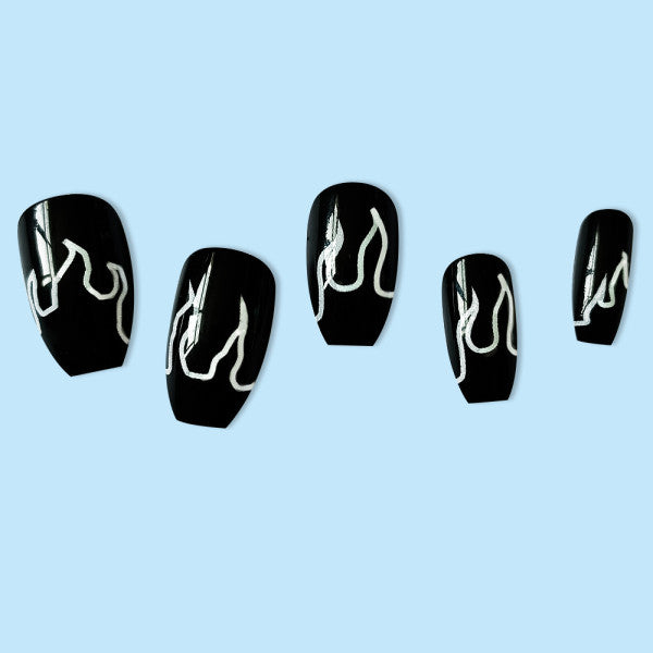 Creative Printed Square Nails: 24PC Shiny Adhesive Set - Women's Acrylic - Shop N Save