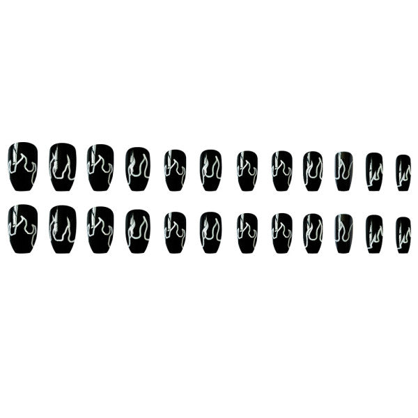 Creative Printed Square Nails: 24PC Shiny Adhesive Set - Women's Acrylic - Shop N Save
