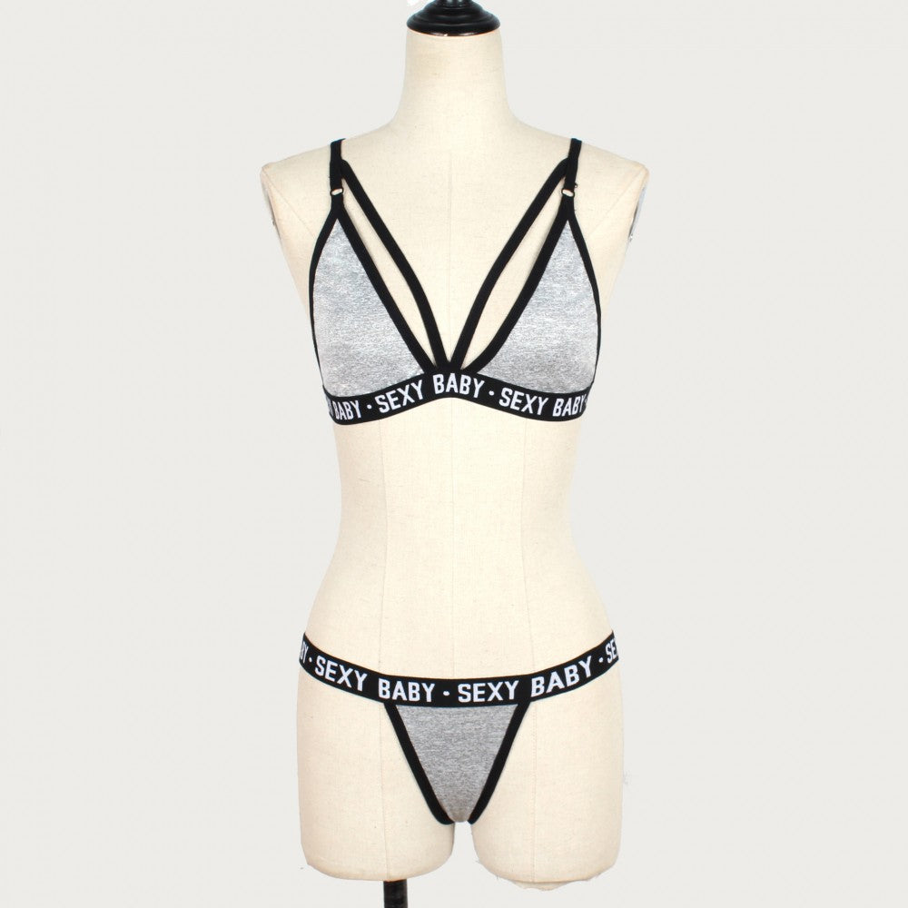 V Neck Bikini Set Beachwear For Women - Gray - Shop N Save