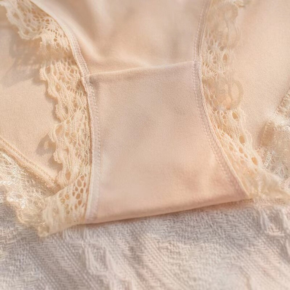 Mid-Waist Panties Stylish Soft Lace Underwear Women - Skin - Shop N Save