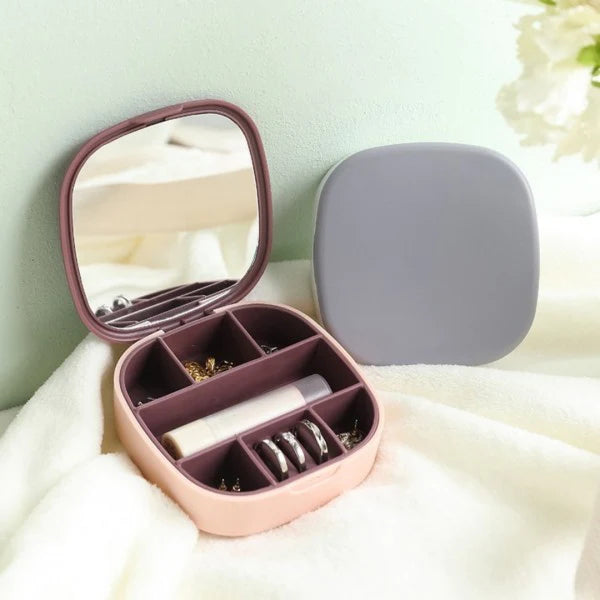 Mini Jewelry Organizer Storage Box With Mirror - Pink - Shop N Save