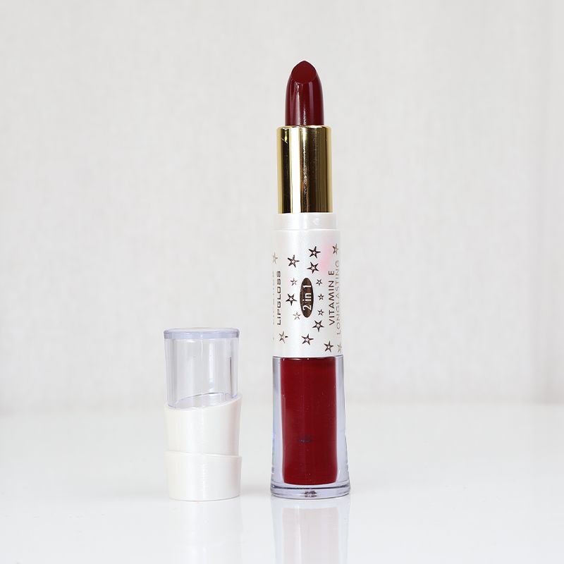Romantic May 2 In 1 Lipstick And Lip Gloss Vitamin E Long Lasting - Maroon Oak (12)