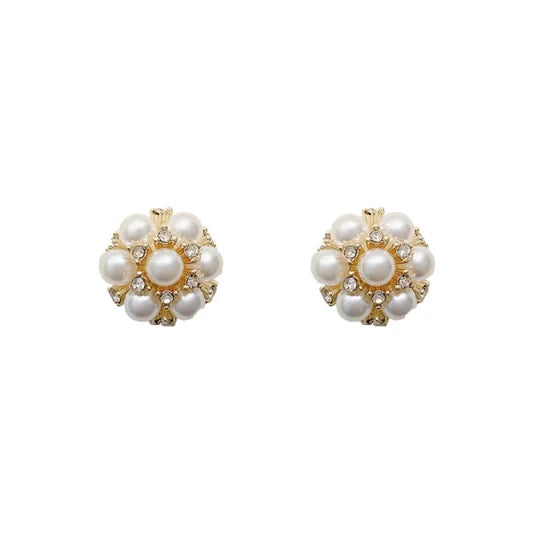 Floral Patched Crystal Decorative Ear Tops - Shop N Save