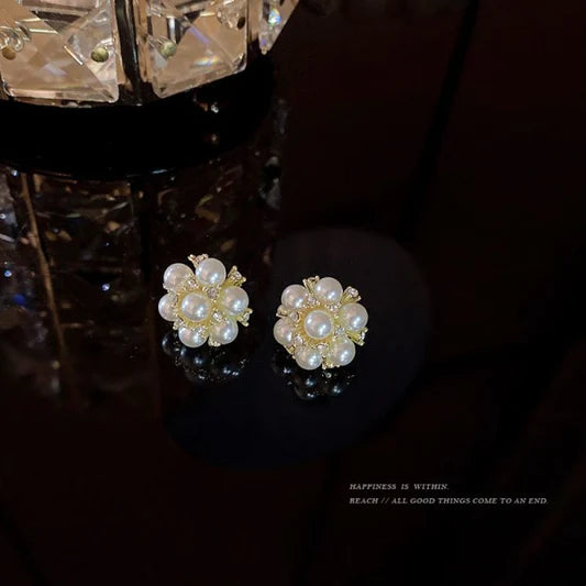 Floral Patched Crystal Decorative Ear Tops - Shop N Save