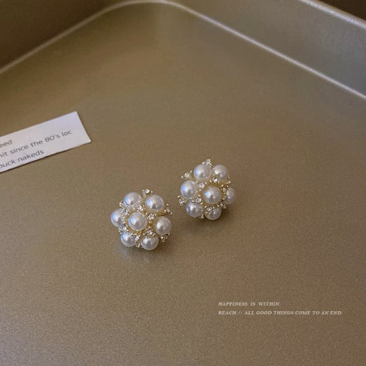 Floral Patched Crystal Decorative Ear Tops - Shop N Save