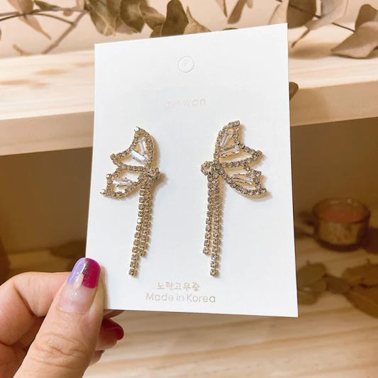 Butterfly Gold Plated Crystal Decorative Earrings Pair - Shop N Save