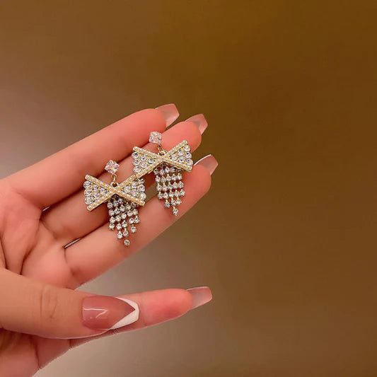 Women Jewelry Bow Patched Carved Ear Tops - Golden - Shop N Save