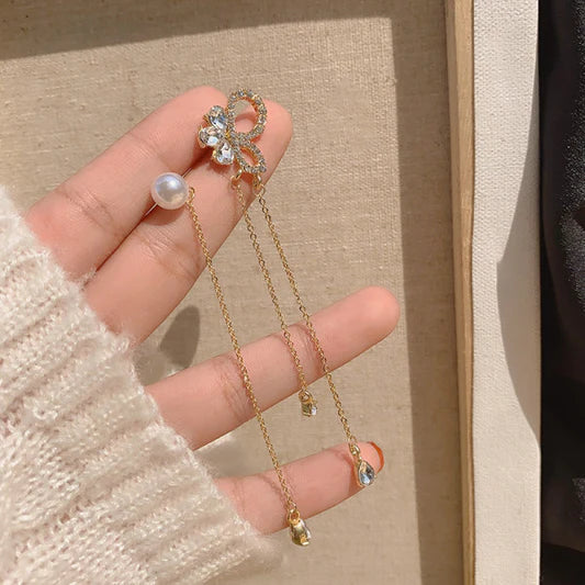 Pearl Decorative Tassel Earrings - Golden - Shop N Save