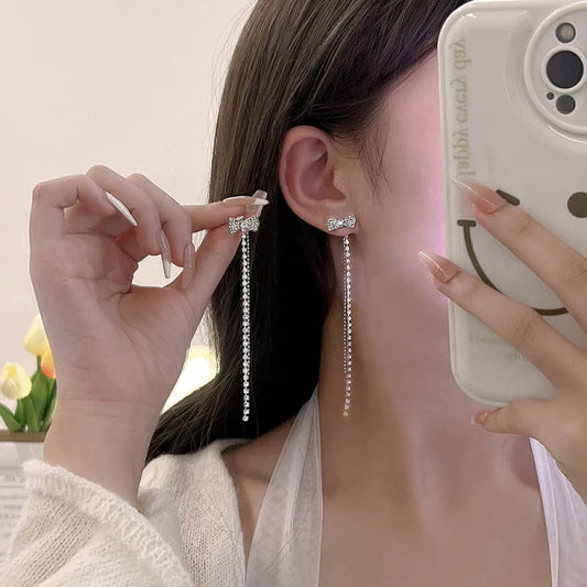 Silver Plated Party Wear Tassel Earrings Pair - Silver - Shop N Save