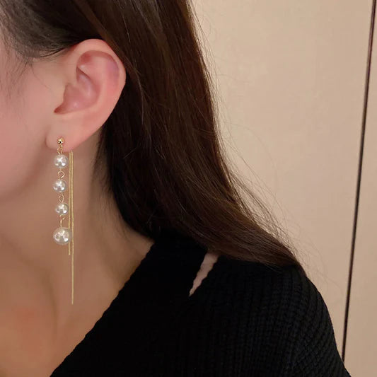 Pearl Patched Multi Layered Earrings Pair - Golden - Shop N Save