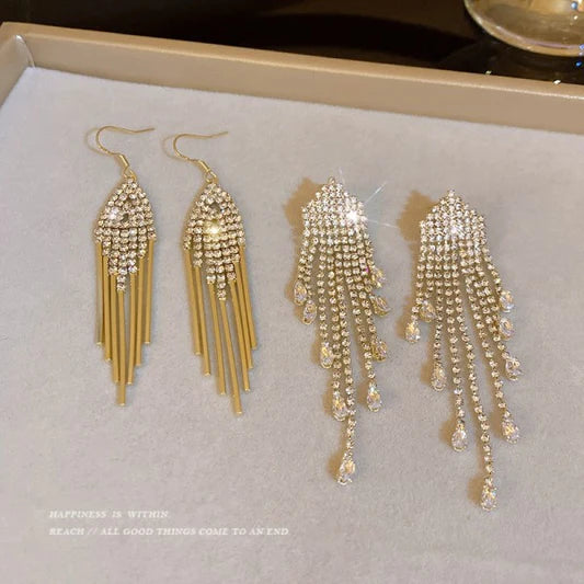 Crystal Patched Gold Plated Party Wear Earrings - Shop N Save