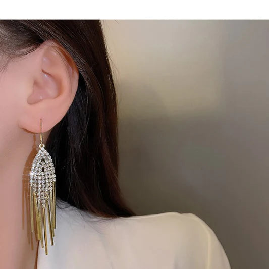 Crystal Patched Gold Plated Party Wear Earrings - Shop N Save