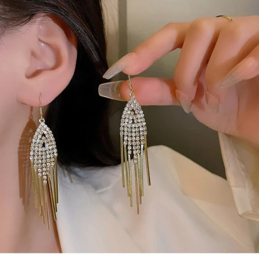 Crystal Patched Gold Plated Party Wear Earrings - Shop N Save