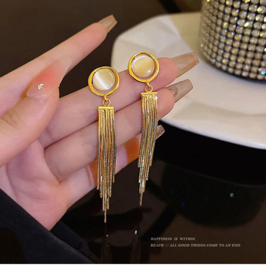 Shiny Gold Plated Party Wear Tassel Earrings - Golden - Shop N Save