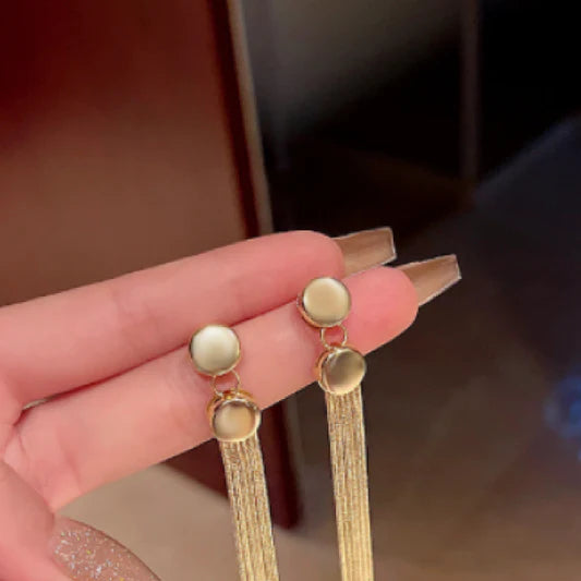 Gold Plated Braided Tassel Earrings Pair