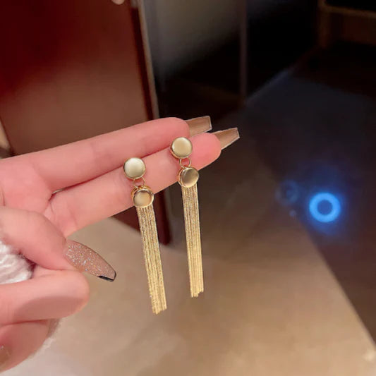 Gold Plated Braided Tassel Earrings Pair