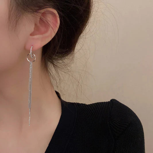 Crystal Patched Hooked Party Wear Earrings - Silver - Shop N Save