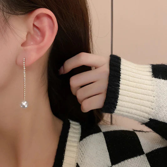 Pearl Patched Hooked Cute Earrings Pair - Golden