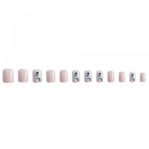 Sparkling Rhinestone Nail Set: Shiny Silver Fake Nails, Adhesive Patch Included - Shop N Save