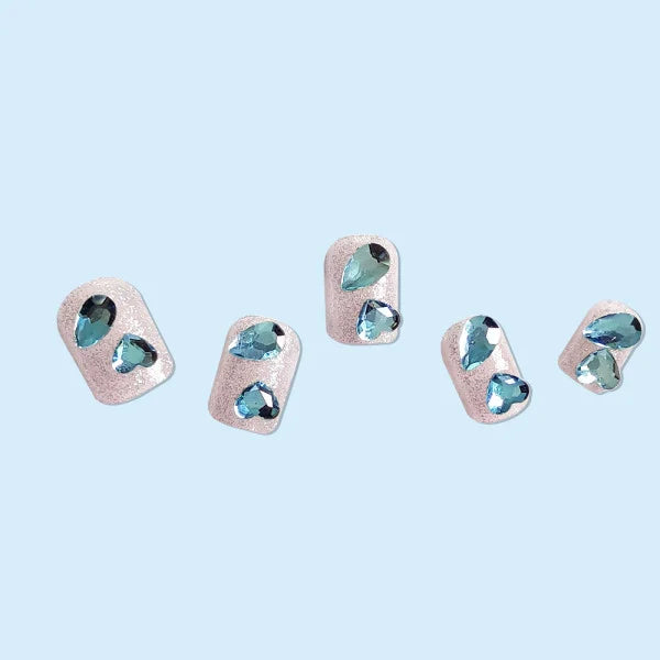 Sparkling Rhinestone Nail Set: Shiny Silver Fake Nails, Adhesive Patch Included - Shop N Save