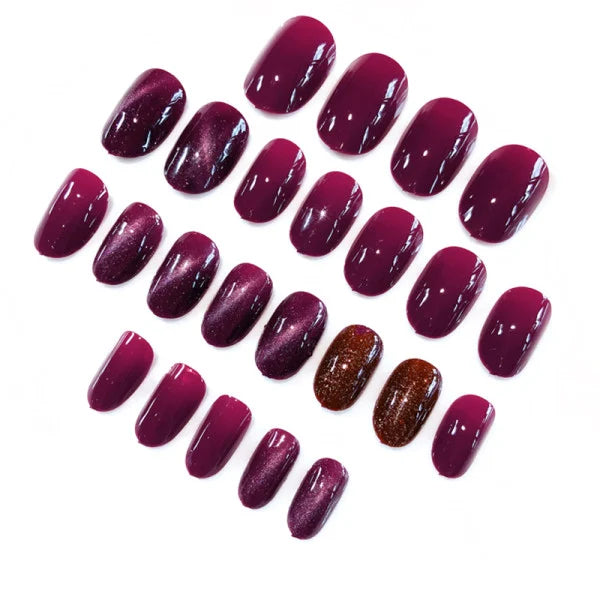 Shiny Purple Metallic Adhesive Fake Nails Set - Women's Party - Shop N Save