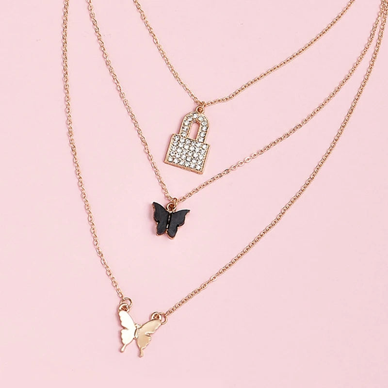 Boho Gem Lock Necklace Set - Ge - Shop N Save