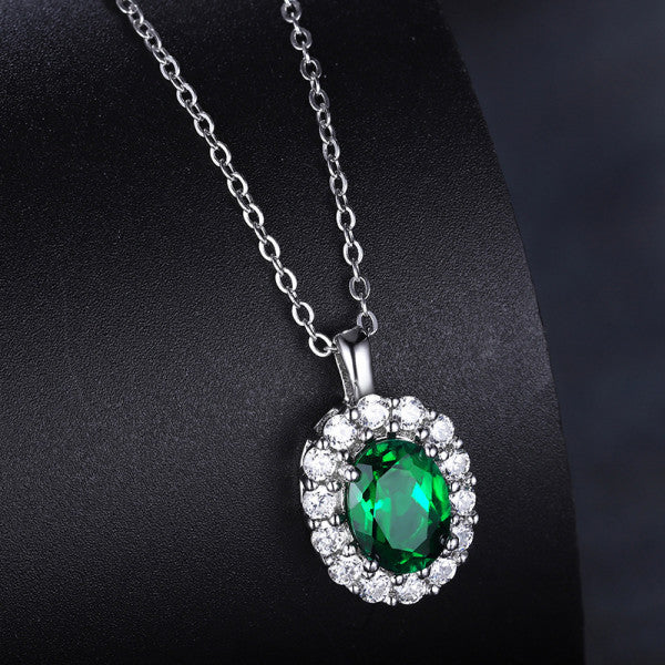 Stunning Silver Plated Crystal Pendant Necklace for Fashionable Women with Green and Silver Tones - Shop N Save