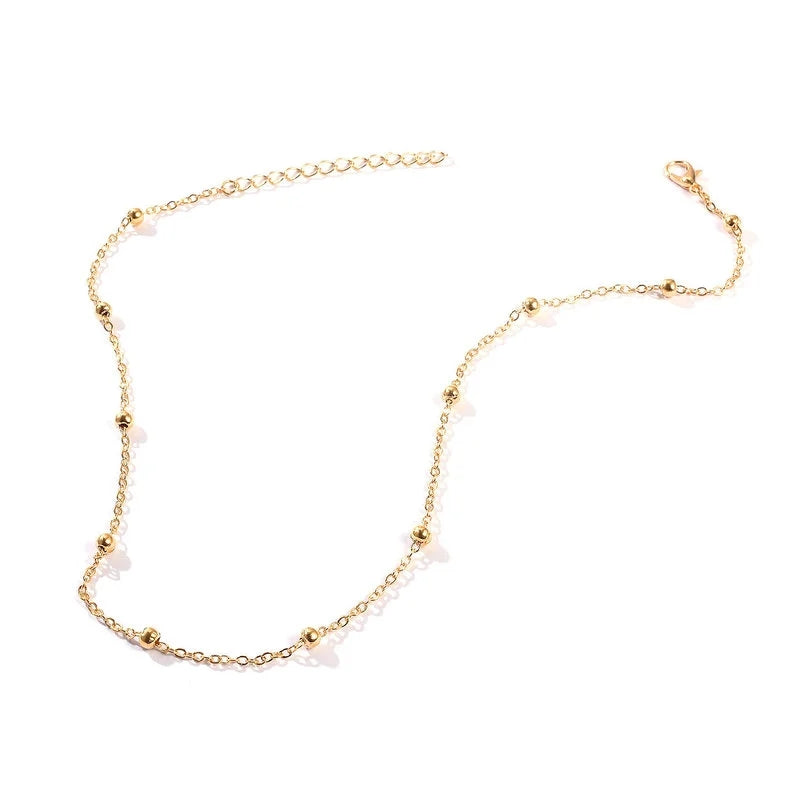 Golden Ball Chain Choker: Short Fashion Clavicle Necklace for Women - Shop N Save