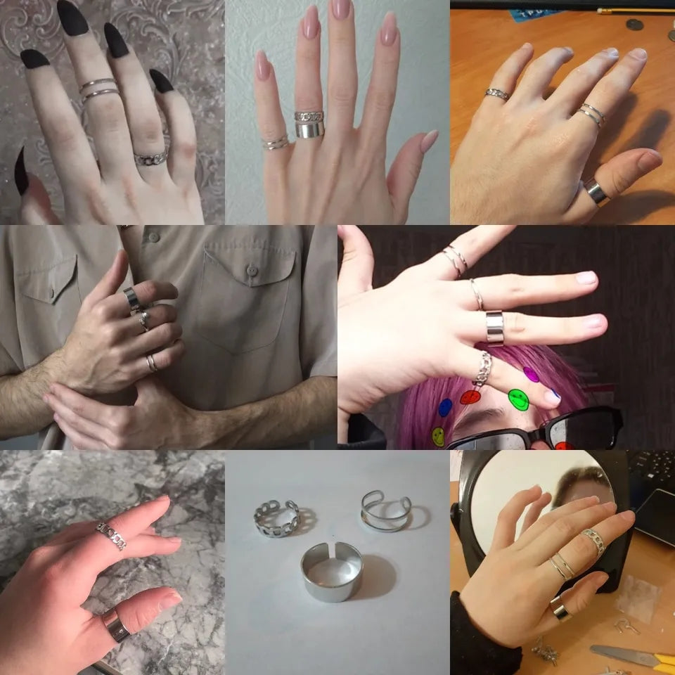 Hip Hop Conjoined Chain Ring: Unisex Punk Jewelry Trend - Shop N Save