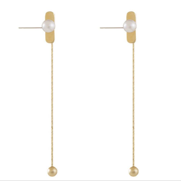 Pearl Earrings - Golden, Korean Minimalist, Adjustable Chain - Shop N Save