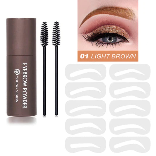 Women Fashion Eyebrow Color Powder With 10 Stencils Set - 2 - Light brown - Shop N Save