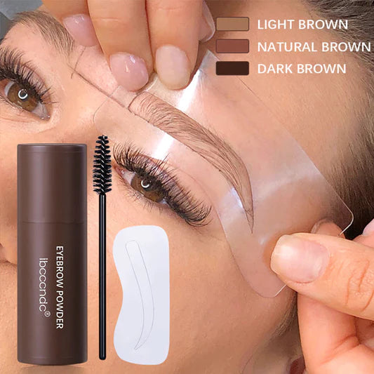 Women Fashion Eyebrow Color Powder With 10 Stencils Set - 2 - Light brown - Shop N Save