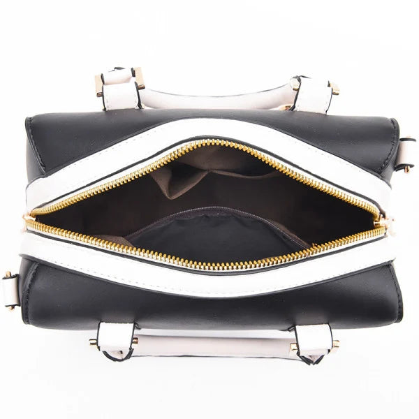 Stylish White Alphabet Faux Leather Handbags with Zipper Closure and Double Handles