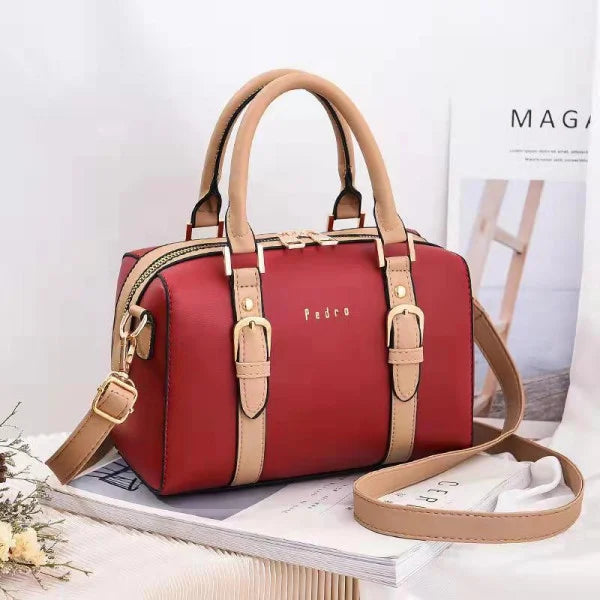 Fashionable Faux Leather Handbag with Zipper Closure and Buckle Strap Perfect for Stylish Women! - Shop N Save