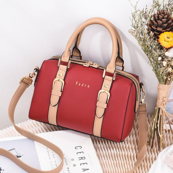 Fashionable Faux Leather Handbag with Zipper Closure and Buckle Strap Perfect for Stylish Women! - Shop N Save