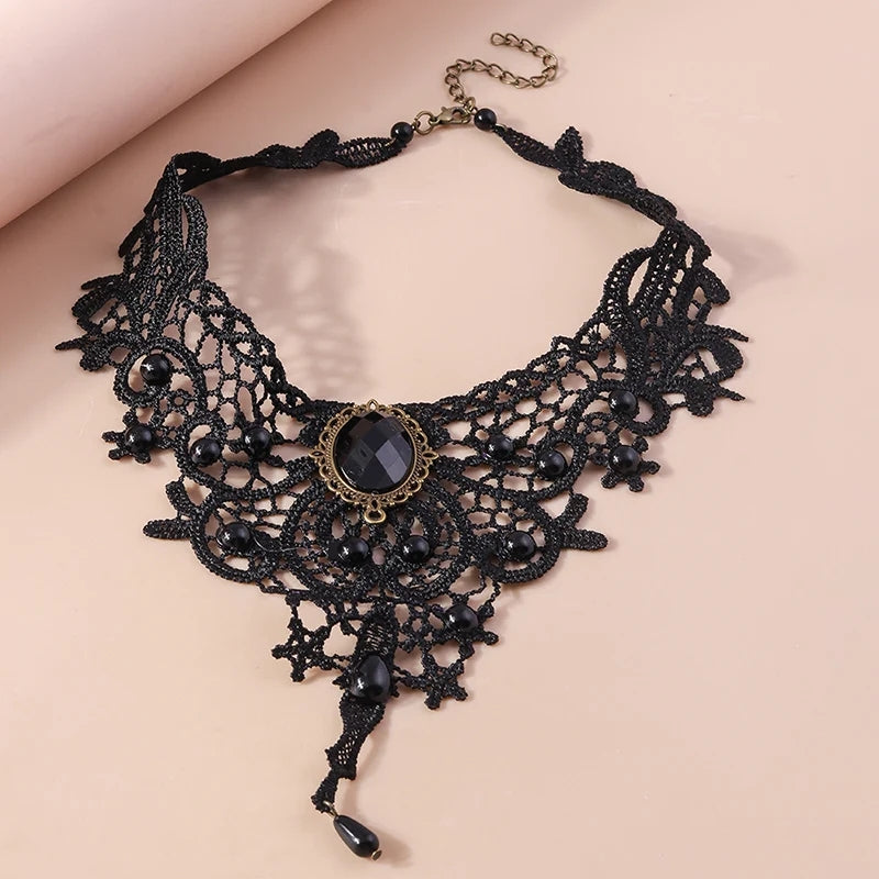 Gothic Lace Necklace: Water Drop Pendant, Steampunk Collar - Shop N Save