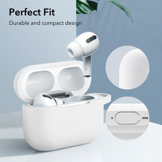 Silicone Cover Case For Apple Airpods Pro With Keychain - White