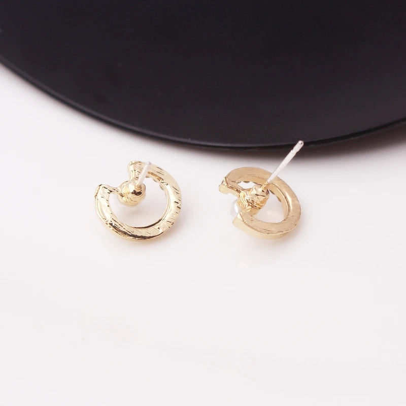 Korean Rhinestone Pearl Studs: Exquisite C-Shape, Fashion Jewelry - Shop N Save