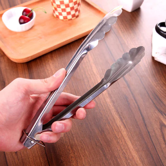 Stainless Steel Tongs BBQ Serving Grill Baking Non-Slip Kitchen Utensil Grilling Pastry Catering Cooking Steak Thong - Shop N Save