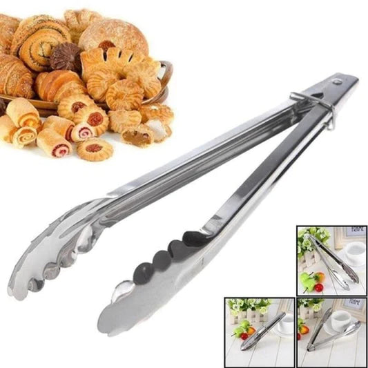 Stainless Steel Tongs BBQ Serving Grill Baking Non-Slip Kitchen Utensil Grilling Pastry Catering Cooking Steak Thong - Shop N Save